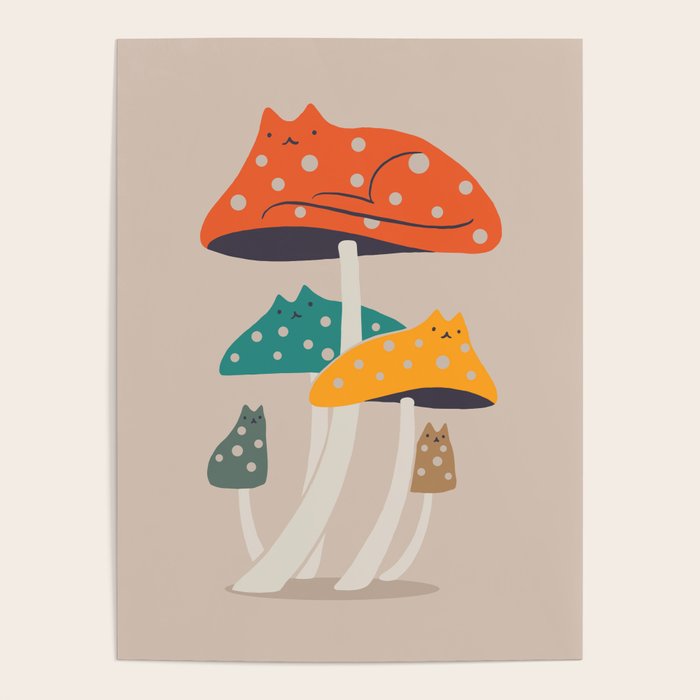 Cat and Plant 47: Mushroom Cats Poster Gallery Image 4