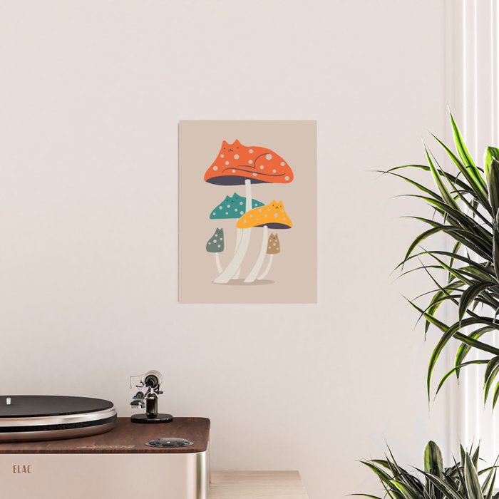 Cat and Plant 47: Mushroom Cats Poster Gallery Image 2