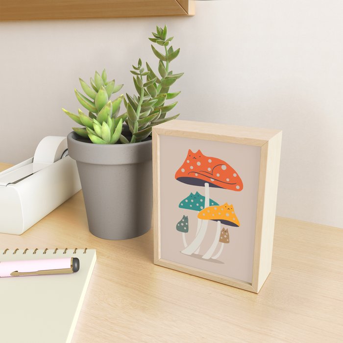 Cat and Plant 47: Mushroom Cats Mini Art Print Gallery Image 2