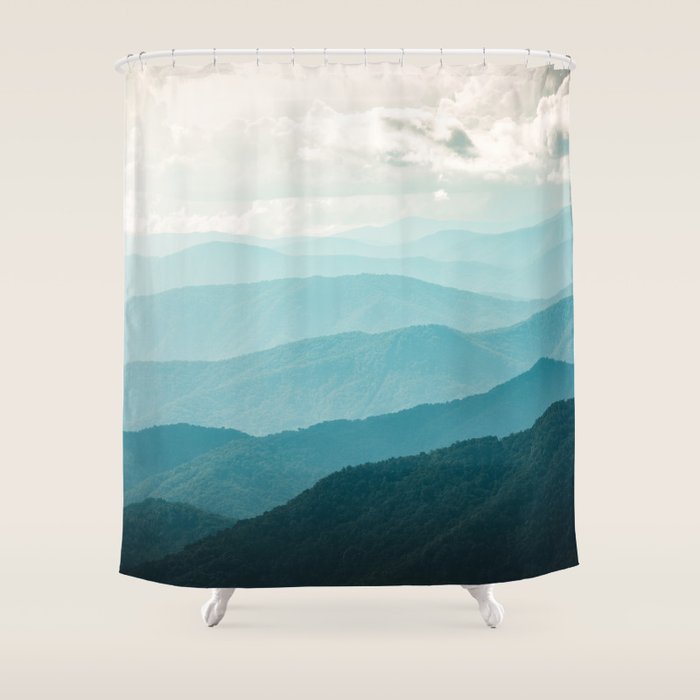 Turquoise Smoky Mountains - Wanderlust Nature Photography Shower Curtain Gallery Image 1