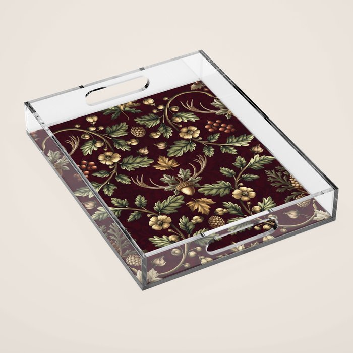 William Morris Woodland Nostalgia Burgundy Red Acrylic Tray Gallery Image 1