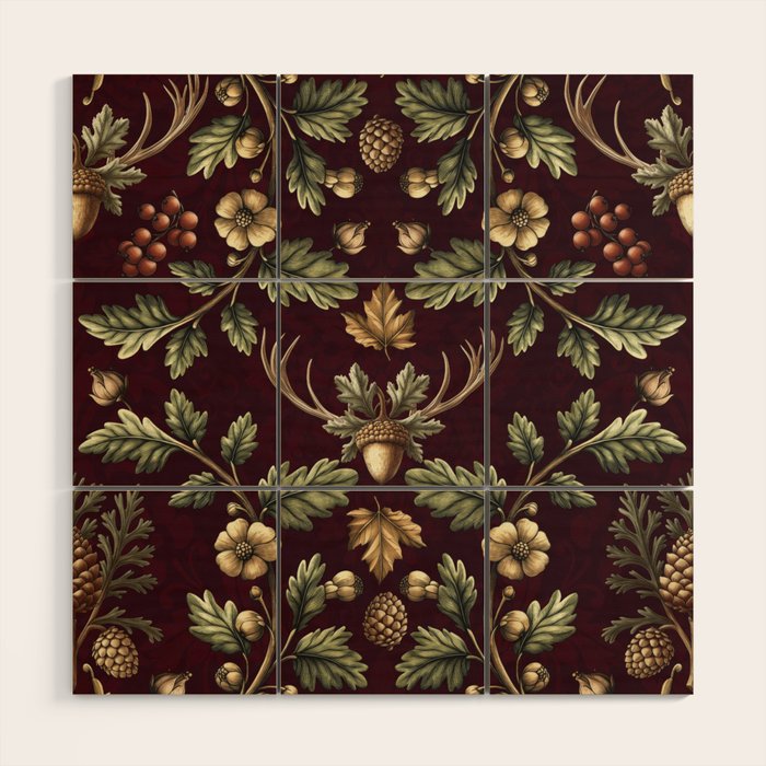 William Morris Woodland Nostalgia Burgundy Red Wood Wall Art Gallery Image 1