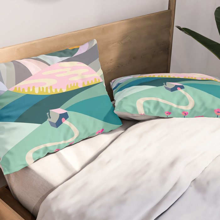 Landscape mountains 001 (Pink version) Pillow Sham Gallery Image 2