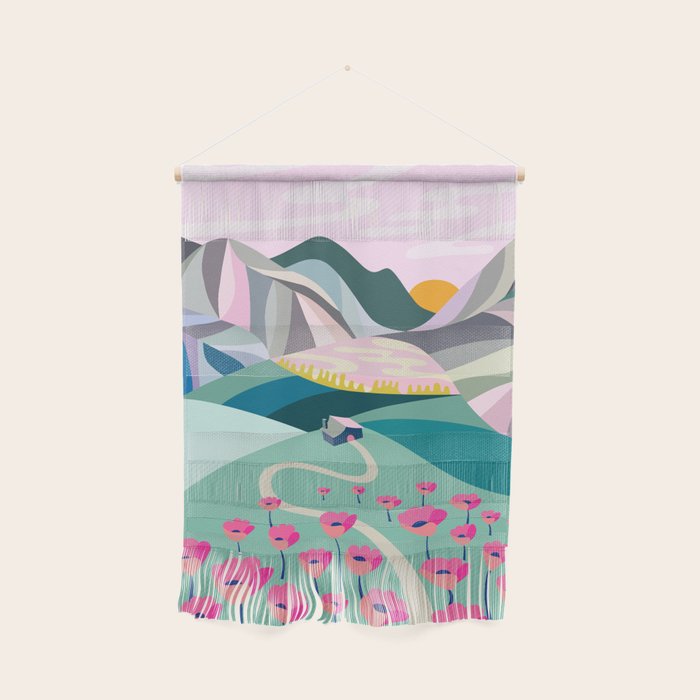 Landscape mountains 001 (Pink version) Wall Hanging Gallery Image 1