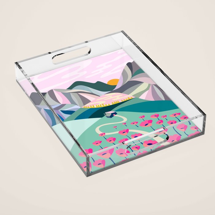 Landscape mountains 001 (Pink version) Acrylic Tray Gallery Image 1