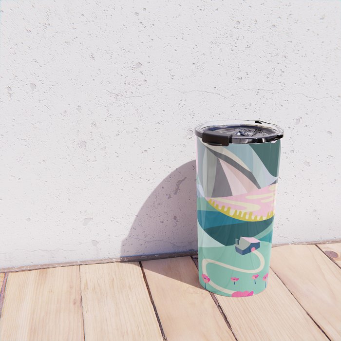 Landscape mountains 001 (Pink version) Travel Mug Gallery Image 4