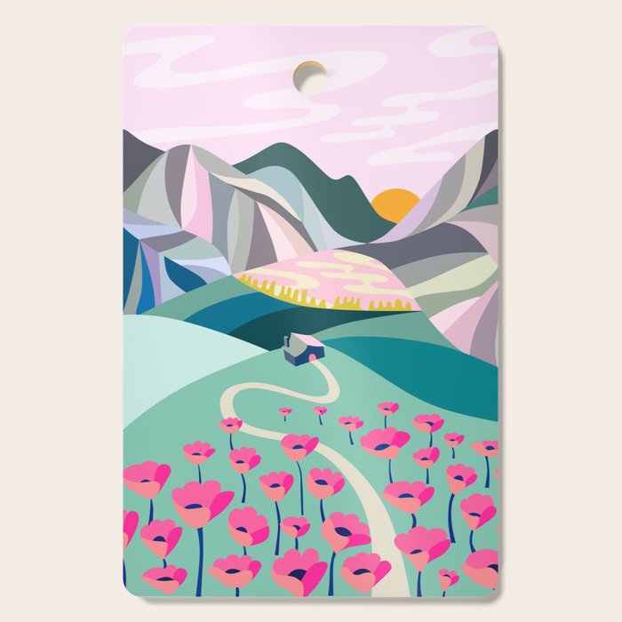 Landscape mountains 001 (Pink version) Cutting Board Gallery Image 1