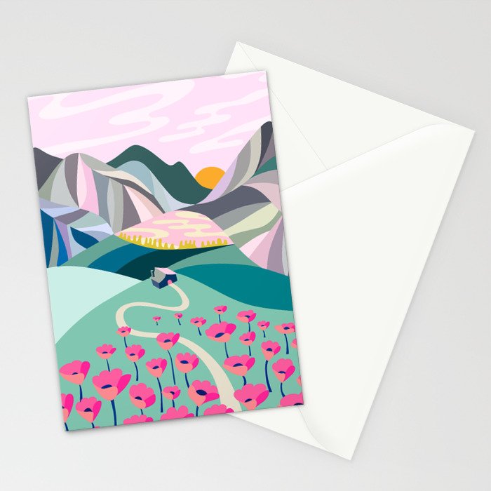Landscape mountains 001 (Pink version) Stationery Card Gallery Image 2