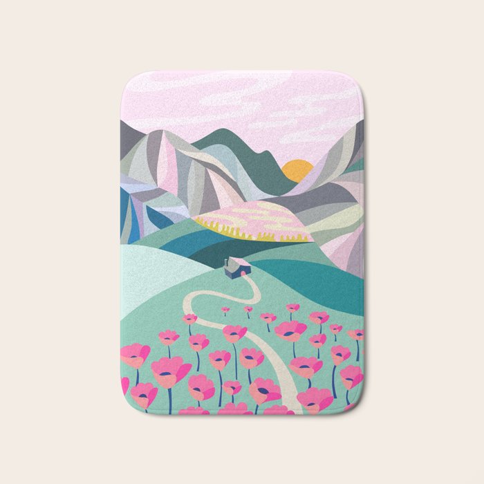 Landscape mountains 001 (Pink version) Bath Mat Gallery Image 1