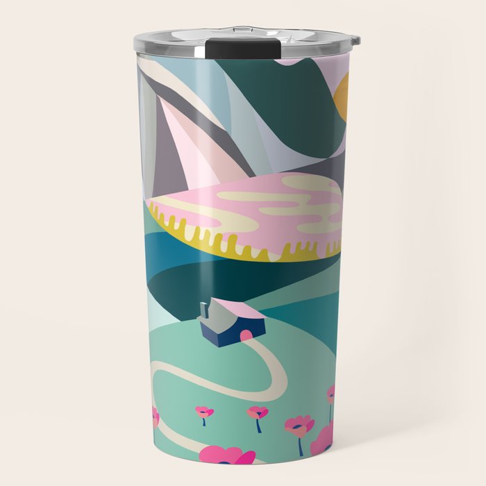 Landscape mountains 001 (Pink version) Travel Mug Gallery Image 1
