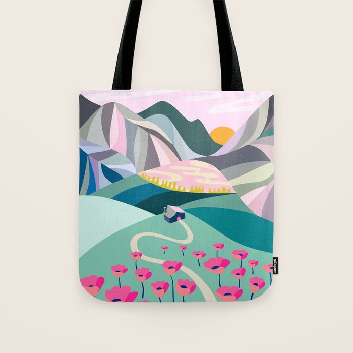Landscape mountains 001 (Pink version) Tote Bag Gallery Image 1