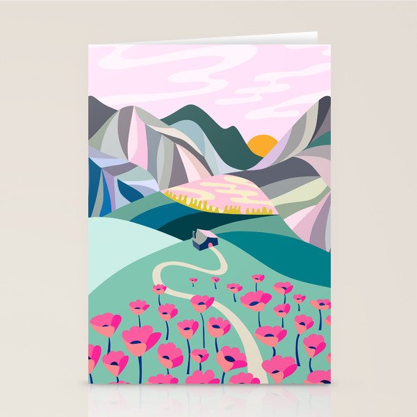 Landscape mountains 001 (Pink version) Stationery Card Gallery Image 2