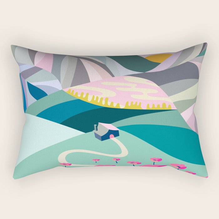 Landscape mountains 001 (Pink version) Rectangular Pillow Gallery Image 1