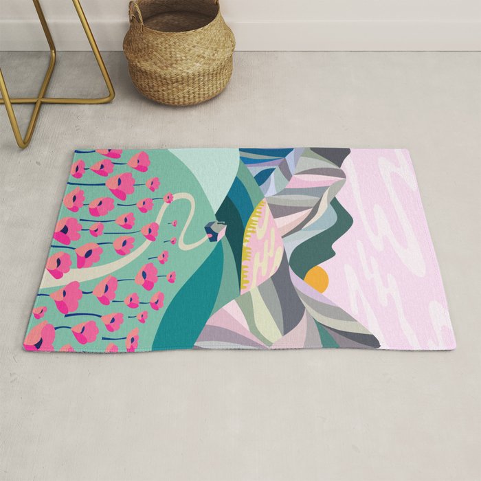 Landscape mountains 001 (Pink version) Rug Gallery Image 1