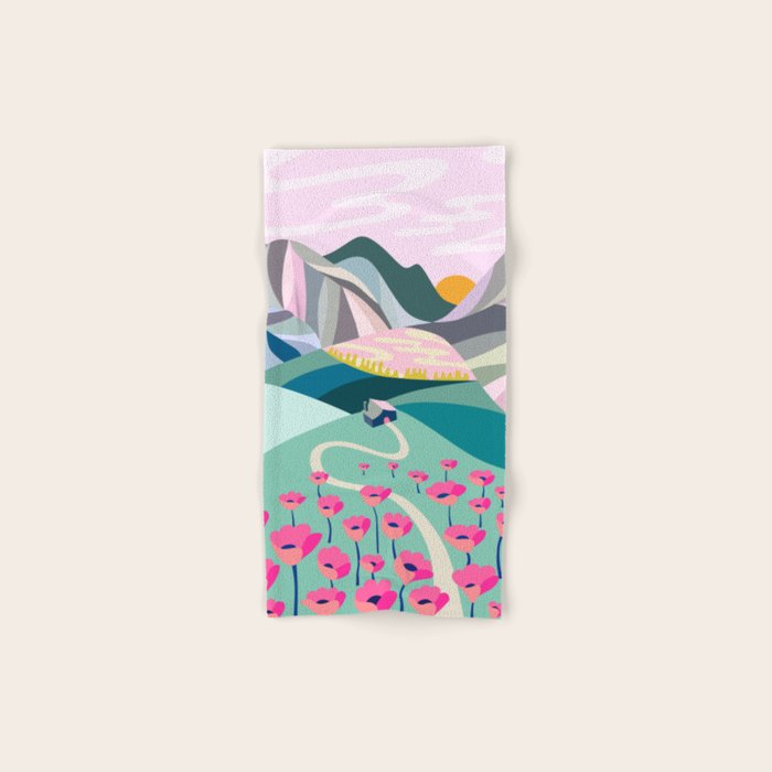 Landscape mountains 001 (Pink version) Bath Towel Gallery Image 1