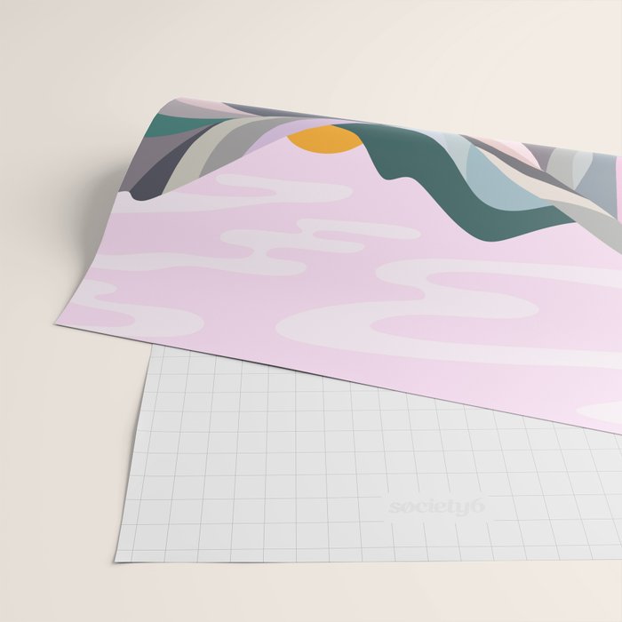 Landscape mountains 001 (Pink version) Wrapping Paper Gallery Image 2