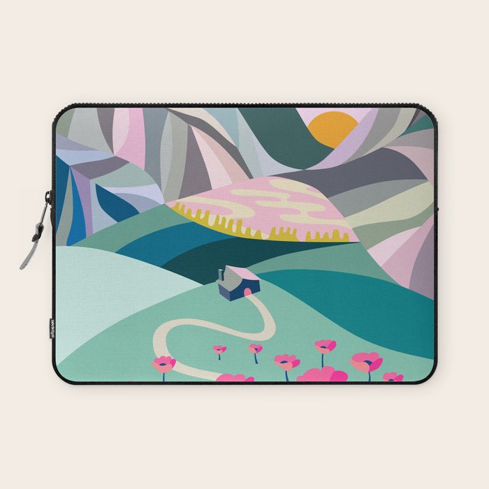 Landscape mountains 001 (Pink version) Laptop Sleeve Gallery Image 1