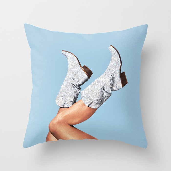 These Boots - Glitter Blue Landscape Throw Pillow Gallery Image 6