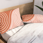 Geometric Lines in Terracotta Rose Gold 19 (Rainbow and Lines Abstraction) Pillow Sham Gallery Image 2