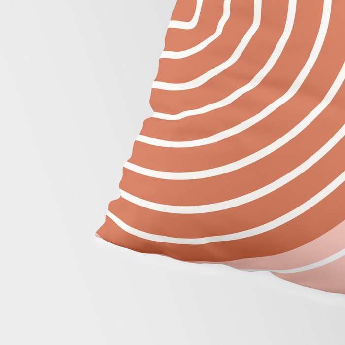 Geometric Lines in Terracotta Rose Gold 19 (Rainbow and Lines Abstraction) Pillow Sham Gallery Image 4
