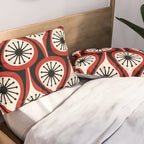 Mid Century Modern Atomic Drops Pattern Red Black Cream Pillow Sham Gallery Image 2