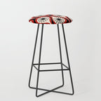 Mid Century Modern Atomic Drops Pattern Red Black Cream Stool Gallery Image 1