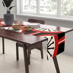 Mid Century Modern Atomic Drops Pattern Red Black Cream Table Runner Gallery Image 2