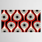 Mid Century Modern Atomic Drops Pattern Red Black Cream Tablecloth Gallery Image 2