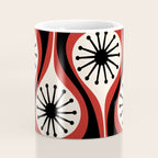 Mid Century Modern Atomic Drops Pattern Red Black Cream Coffee Mug Gallery Image 4