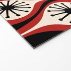 Mid Century Modern Atomic Drops Pattern Red Black Cream Welcome Mat Gallery Image 2