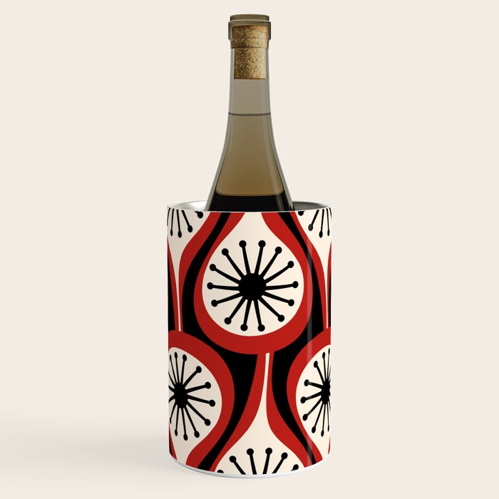 Mid Century Modern Atomic Drops Pattern Red Black Cream Wine Chiller Gallery Image 3