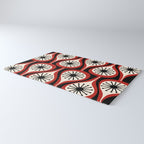 Mid Century Modern Atomic Drops Pattern Red Black Cream Rug Gallery Image 3