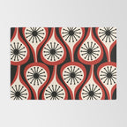 Mid Century Modern Atomic Drops Pattern Red Black Cream Rug Gallery Image 2