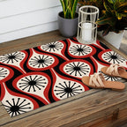 Mid Century Modern Atomic Drops Pattern Red Black Cream Outdoor Rug Gallery Image 2