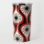 Mid Century Modern Atomic Drops Pattern Red Black Cream Travel Mug Gallery Image 1