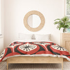 Mid Century Modern Atomic Drops Pattern Red Black Cream Duvet Cover Gallery Image 3