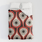 Mid Century Modern Atomic Drops Pattern Red Black Cream Duvet Cover Gallery Image 6