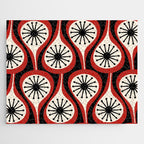Mid Century Modern Atomic Drops Pattern Red Black Cream Jigsaw Puzzle Gallery Image 1