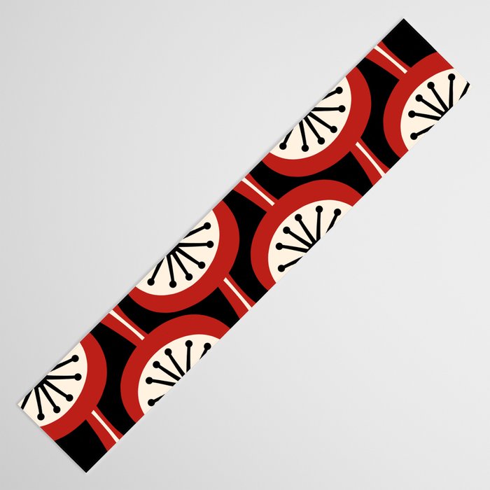 Mid Century Modern Atomic Drops Pattern Red Black Cream Table Runner Gallery Image 3