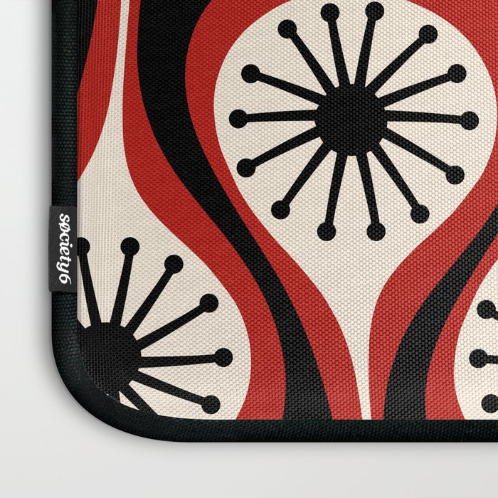 Mid Century Modern Atomic Drops Pattern Red Black Cream Laptop Sleeve Gallery Image 3