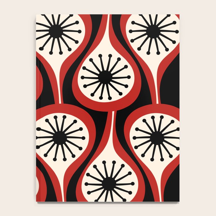 Mid Century Modern Atomic Drops Pattern Red Black Cream Notebook Gallery Image 4