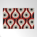 Mid Century Modern Atomic Drops Pattern Red Black Cream Welcome Mat Gallery Image 1