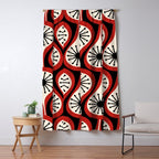 Mid Century Modern Atomic Drops Pattern Red Black Cream Window Curtain Gallery Image 5