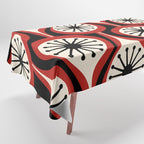 Mid Century Modern Atomic Drops Pattern Red Black Cream Tablecloth Gallery Image 1