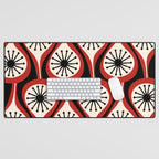 Mid Century Modern Atomic Drops Pattern Red Black Cream Desk Mat Gallery Image 1