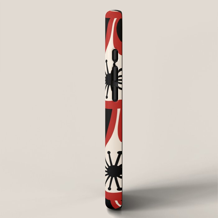 Mid Century Modern Atomic Drops Pattern Red Black Cream iPhone Case Gallery Image 2