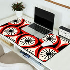 Mid Century Modern Atomic Drops Pattern Red Black Cream Desk Mat Gallery Image 2