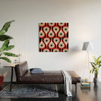Mid Century Modern Atomic Drops Pattern Red Black Cream Wood Wall Art Gallery Image 2
