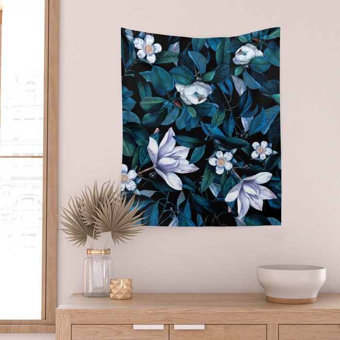 Moon Night Flowers Wall Tapestry Gallery Image 2