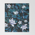 Moon Night Flowers Throw Blanket Gallery Image 2